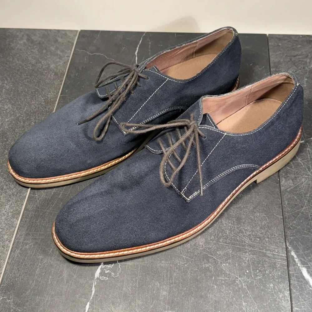 Mens Banana Republic Shoes | Size 11.5 | Navy Blue Suede Derby Dress‎ Shoes